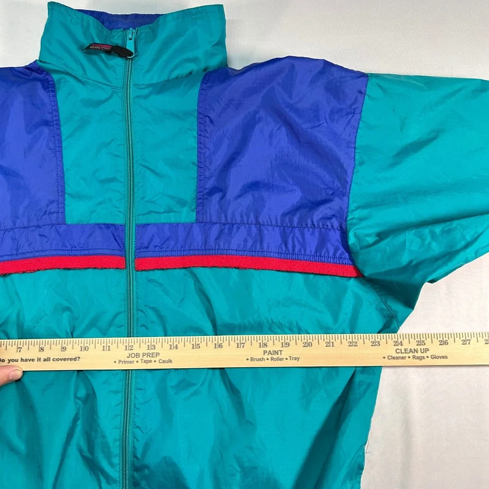 Sierra Sport Vintage 90s‎ Colorblock Windbreaker Teal Purple XL Hooded Jacket